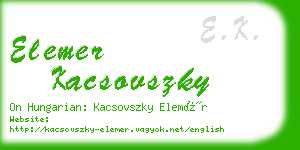 elemer kacsovszky business card